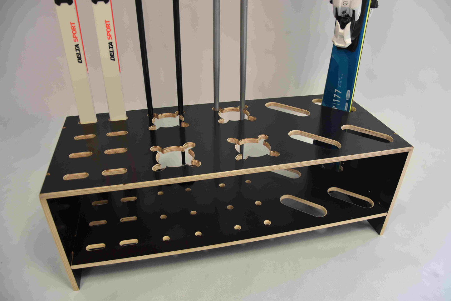 Porte-skis, ski de fond et bâton combiné en bois