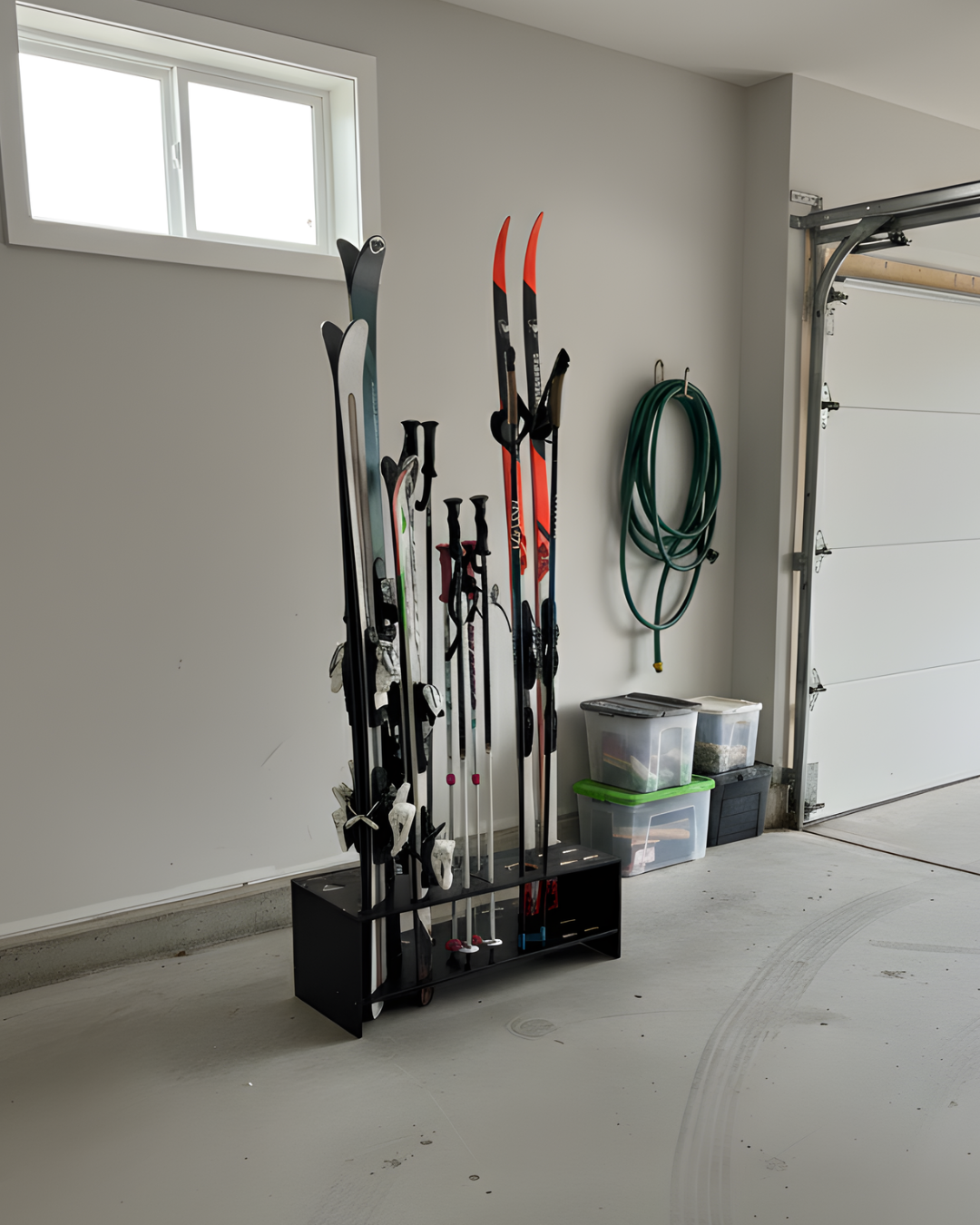 Porte-skis, ski de fond et bâton combiné en bois