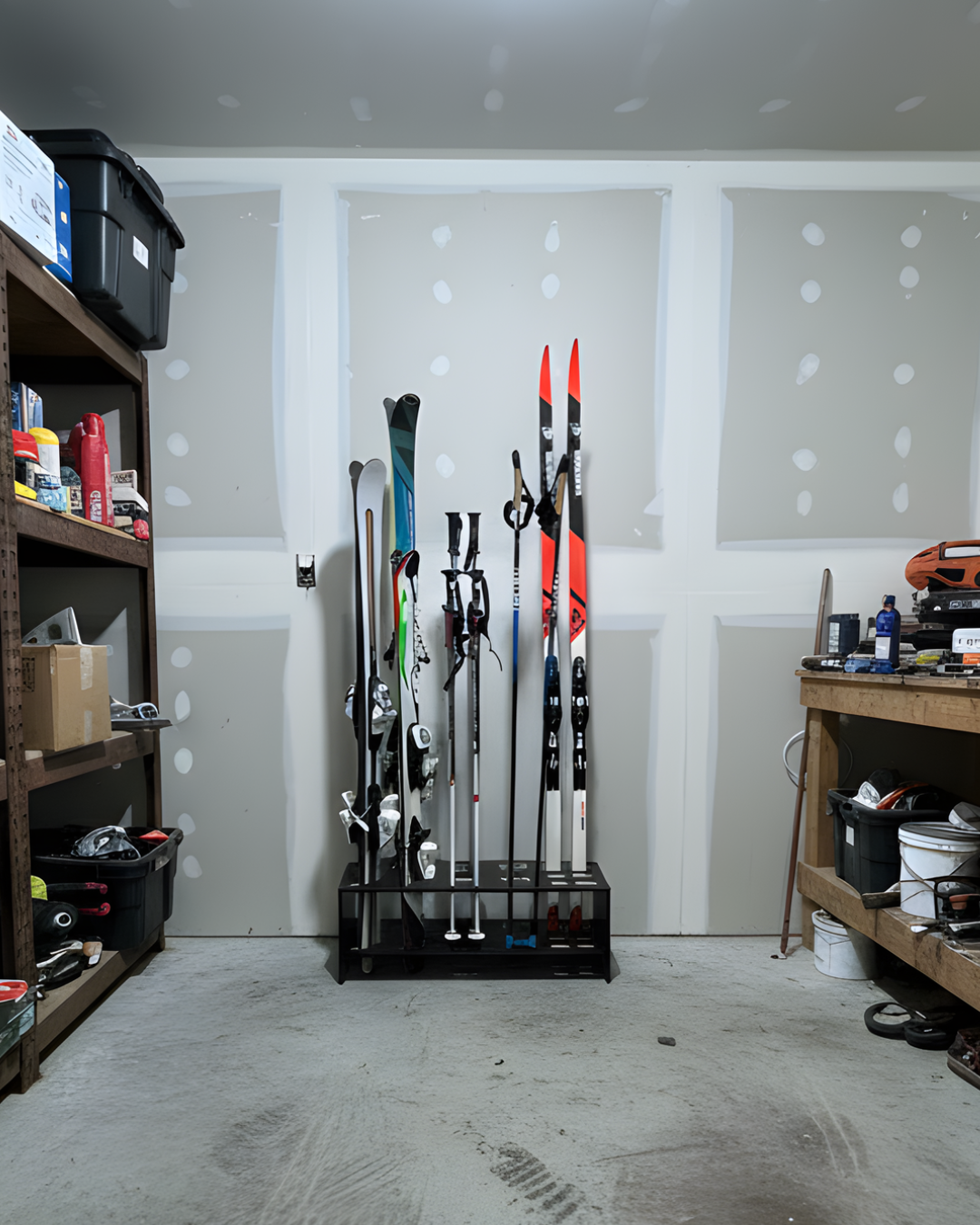 Porte-skis, ski de fond et bâton combiné en bois